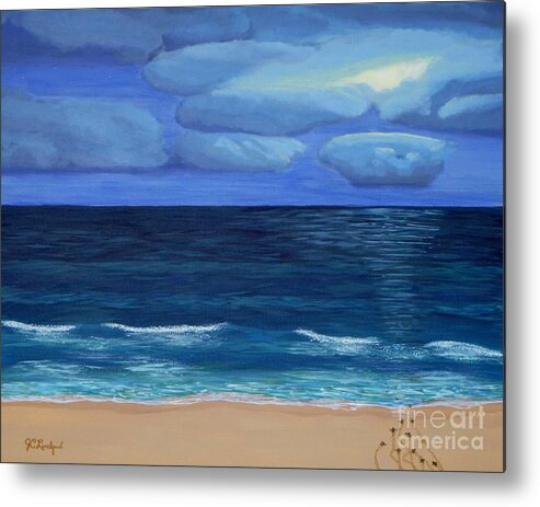 Sea Turtle Metal Print featuring the painting Turtle Tracks by Jenn C Lindquist