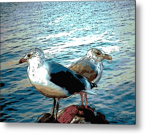 Ocean Metal Print featuring the photograph Two Gulls by Ann Tracy