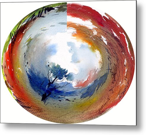 Landscape Water Color Watercolor Digital Mixed Media Metal Print featuring the painting Universe by Anil Nene