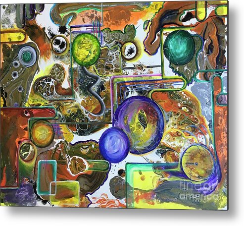 Abstract Painting Metal Print featuring the painting Universe by Maria Karlosak