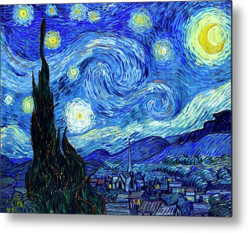 Van Gogh Metal Print featuring the painting Van Gogh Starry Night by Vincent Van Gogh