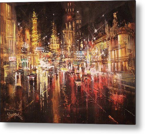 Abstract Metal Print featuring the painting Vegas - Sudden Downpour by Tom Shropshire