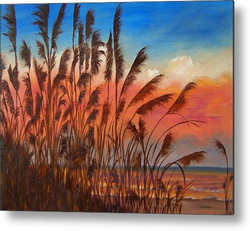 Seascape Metal Print featuring the painting View Thru SeaOats SOLD by Susan Dehlinger