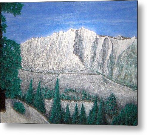 Snow Metal Print featuring the painting Viewfrom Spruces by Michael Cuozzo