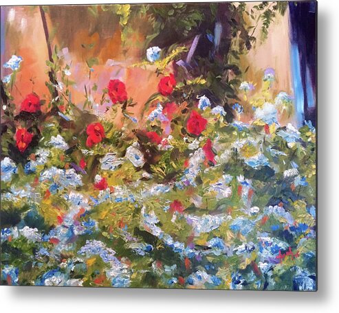  Metal Print featuring the painting Villefranche Blossums by Josef Kelly
