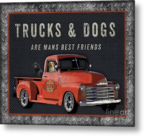 Jean Plout Metal Print featuring the painting Vintage Truck Sign-JP3722R by Jean Plout