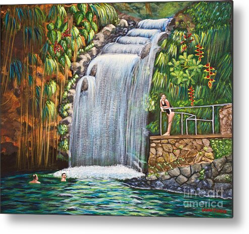 Annandale Waterfall Metal Print featuring the painting Visitors To The Falls by Laura Forde