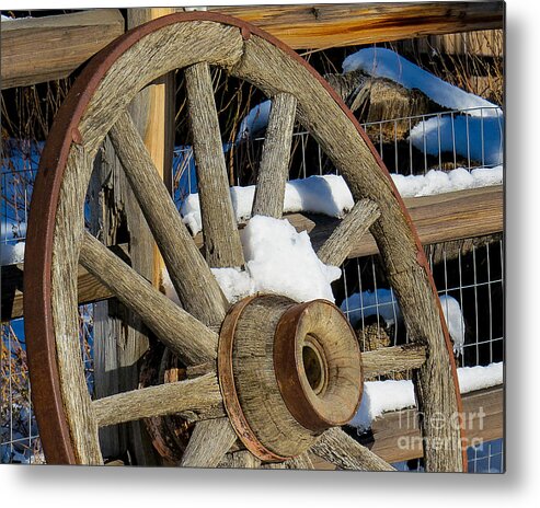 Western Metal Print featuring the photograph Wagon Wheel 1 by Christy Garavetto