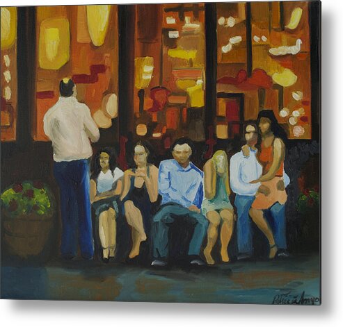 Red Bank Metal Print featuring the painting Waiting on a Taxi by Patricia Arroyo