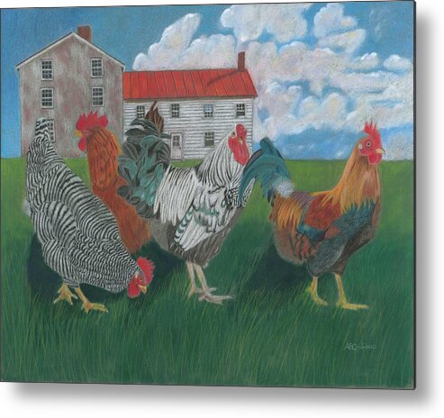 Chicken Metal Print featuring the painting Walk This Way by Arlene Crafton