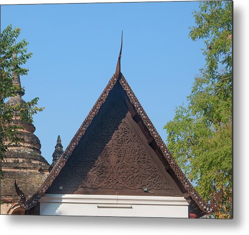 Scenic Metal Print featuring the photograph Wat Jed Yod Phra Ubosot Teakwood Gable DTHCM0968 by Gerry Gantt