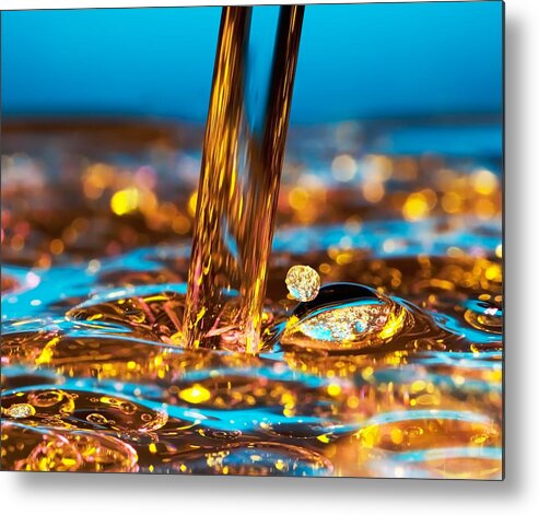 Abstract Metal Print featuring the photograph Water And Oil by Setsiri Silapasuwanchai