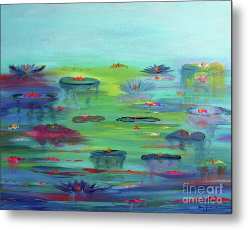 Water Lily Metal Print featuring the painting Water Lillies by Stacey Zimmerman
