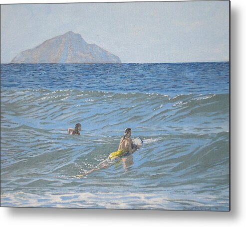 Realism Metal Print featuring the painting Waves by Edward Maldonado