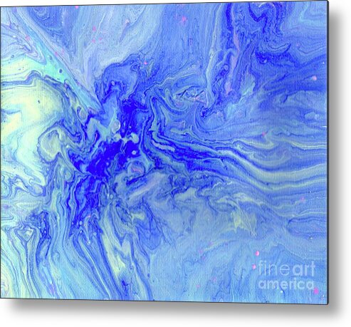 Abstract Metal Print featuring the mixed media Waves Of Blue by Desiree Paquette