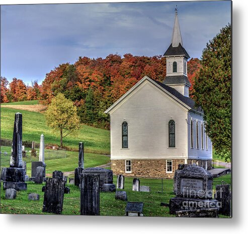 Church Metal Print featuring the photograph Welsh Road Church in Fall by Rod Best