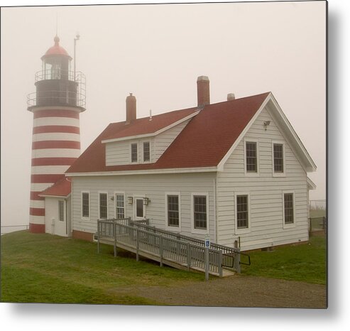 Lighthouse Metal Print featuring the photograph West Quoddy in Fog by Brent L Ander