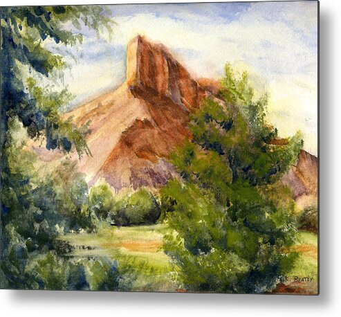 Landscape Metal Print featuring the painting Western Landscape Watercolor by Karla Beatty