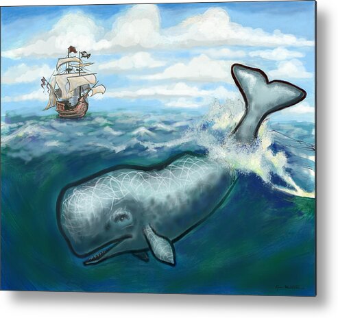 Whale Metal Print featuring the digital art Whale Ho by Kevin Middleton