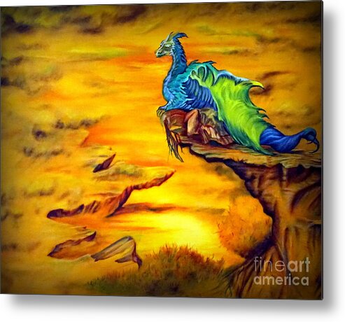 Dragons Metal Print featuring the painting Dragons Valley by Georgia Doyle