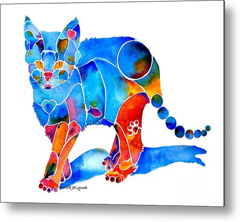 Cat Metal Print featuring the painting Whimzical Katie Kitten by Jo Lynch
