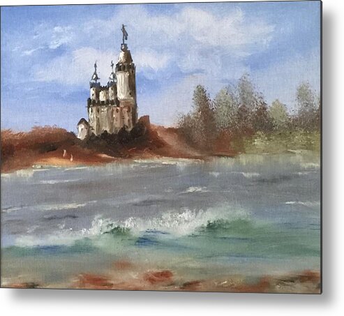 Handmade Metal Print featuring the painting White Castle by Ryszard Ludynia