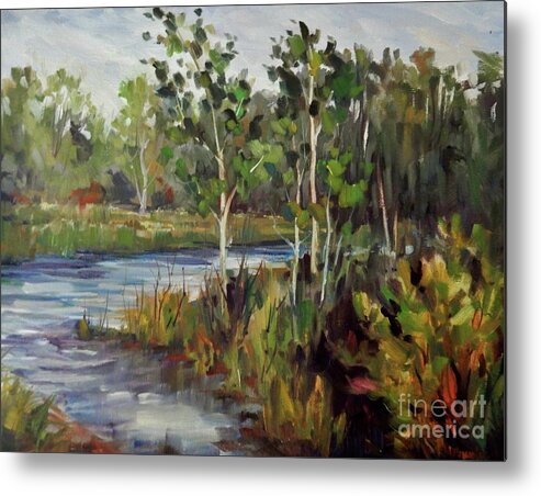 River Metal Print featuring the painting White Streaks by K M Pawelec