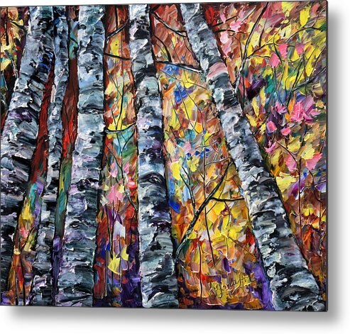 White Trees Metal Print featuring the painting White Trees - Palette Knife by OLena Art by Lena Owens - Vibrant Design and
