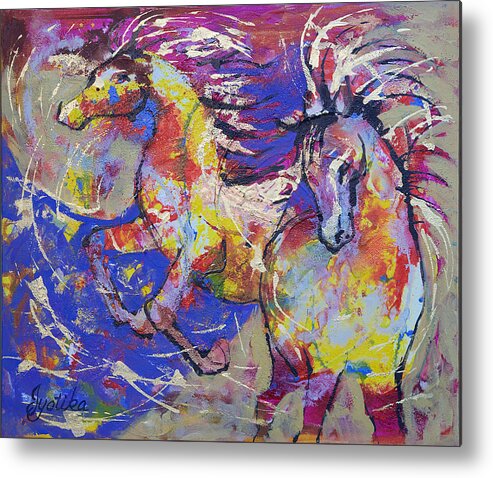 Horses Metal Print featuring the painting Wild Runners by Jyotika Shroff