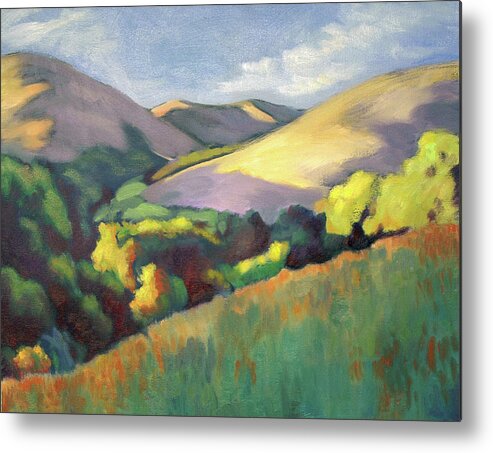 Wildcat Canyon Metal Print featuring the painting Wildcat Hillside Late Afternoon by Linda Ruiz-Lozito