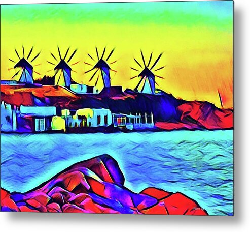 Wall Décor Metal Print featuring the photograph Windmills at Mykonos by Coke Mattingly