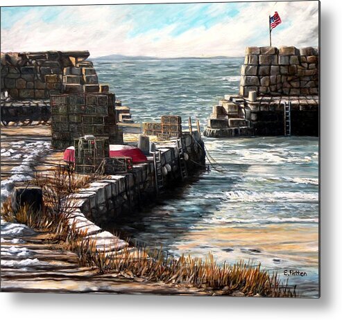 Lanes Cove Metal Print featuring the painting Windy Day At Lanes Cove by Eileen Patten Oliver