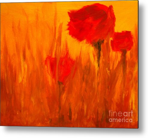 Flowers Metal Print featuring the painting Windy Red by Julie Lueders 