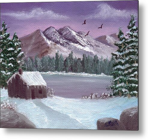 Winter Metal Print featuring the painting Winter in the Mountains by Sheri Keith