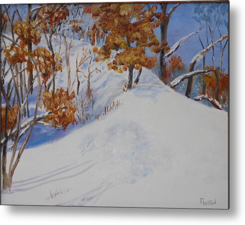 Winter Landscape Metal Print featuring the painting Winter Ridge by Phil Burton