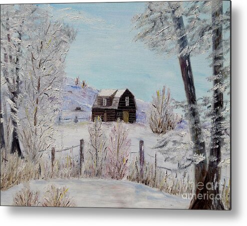 Winter Metal Print featuring the painting Winter solace by Marilyn McNish