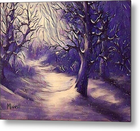 Landscapes Metal Print featuring the painting Winter's beauty by Megan Walsh