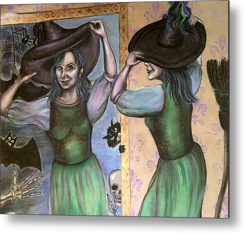 Witch Metal Print featuring the drawing Witch by Ella Boughton