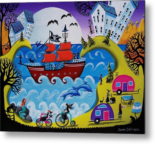 Pirate Metal Print featuring the painting Witches By The Sea by Debbie Criswell