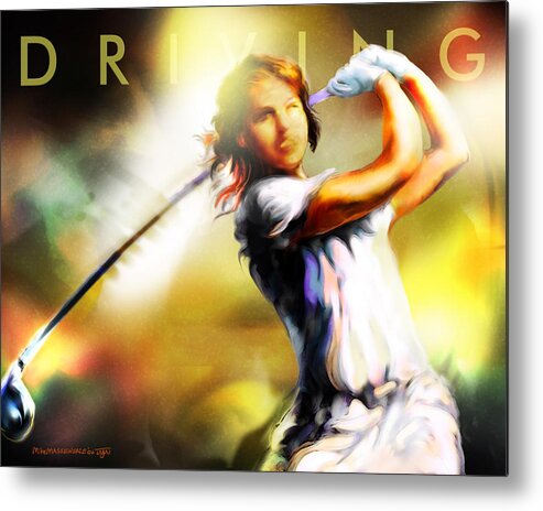 Golf Metal Print featuring the painting Women in Sports - golf by Mike Massengale