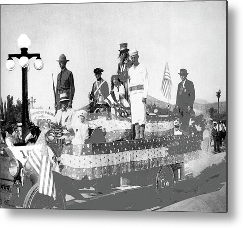 Ww1 Float Tucson Arizona 1917 Color Added 2015 Metal Print featuring the photograph WW1 float Tucson Arizona 1917 color added 2015 by David Lee Guss