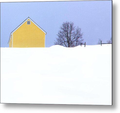 Yellow Barn Metal Print featuring the photograph Yellow Barn in Snow by John Vose