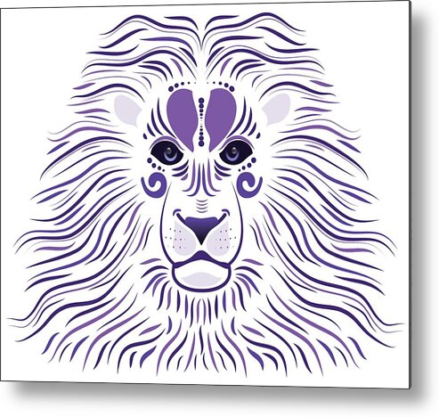 Abstract Metal Print featuring the digital art Yoni The Lion - Light by Serena King