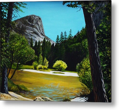 Landscape Metal Print featuring the painting Yosemite's Window by Elizabeth Robinette Tyndall