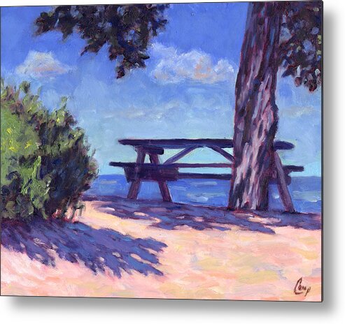 Beach Metal Print featuring the painting Your Table is Waiting by Michael Camp