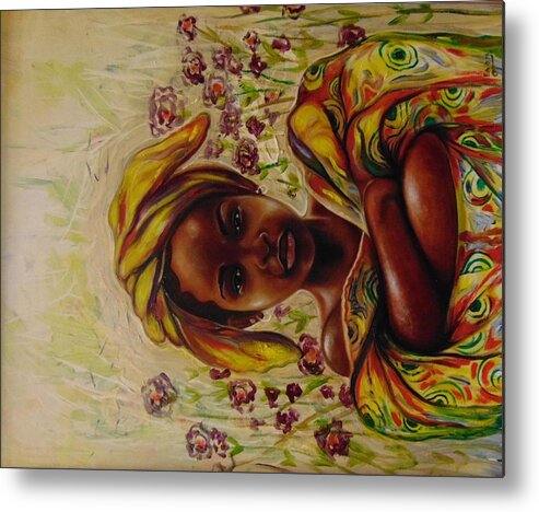 African American Art Metal Print featuring the painting Zakkiyya by Emery Franklin