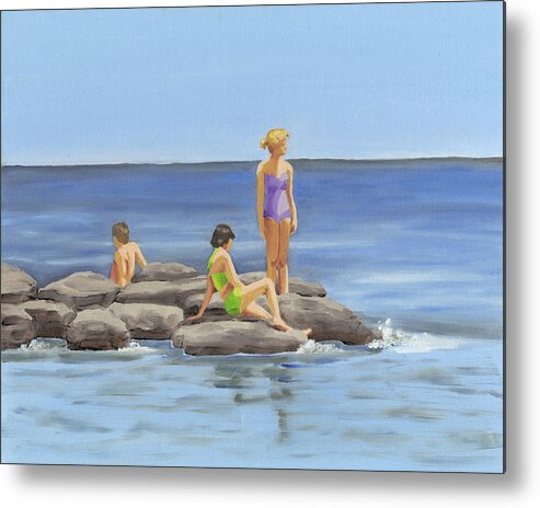 Coastal & Tropical Metal Print featuring the painting Beach Scene I #1 by Dianne Miller
