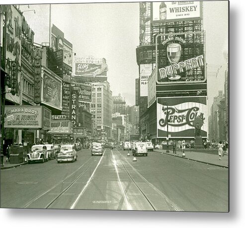 1950-1959 Metal Print featuring the photograph Busy City Street With Traffic #1 by George Marks