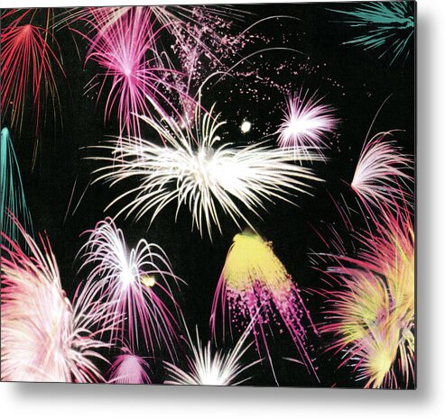 4th Of July Metal Print featuring the drawing Fireworks #1 by CSA Images