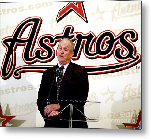 Sport Metal Print featuring the photograph Houston Astros Sign Nolan Ryan To by Bob Levey
